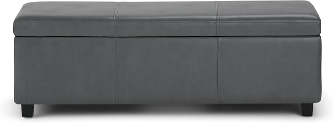 SIMPLIHOME Avalon 48 inch Wide Contemporary Rectangle Storage Ottoman Bench in