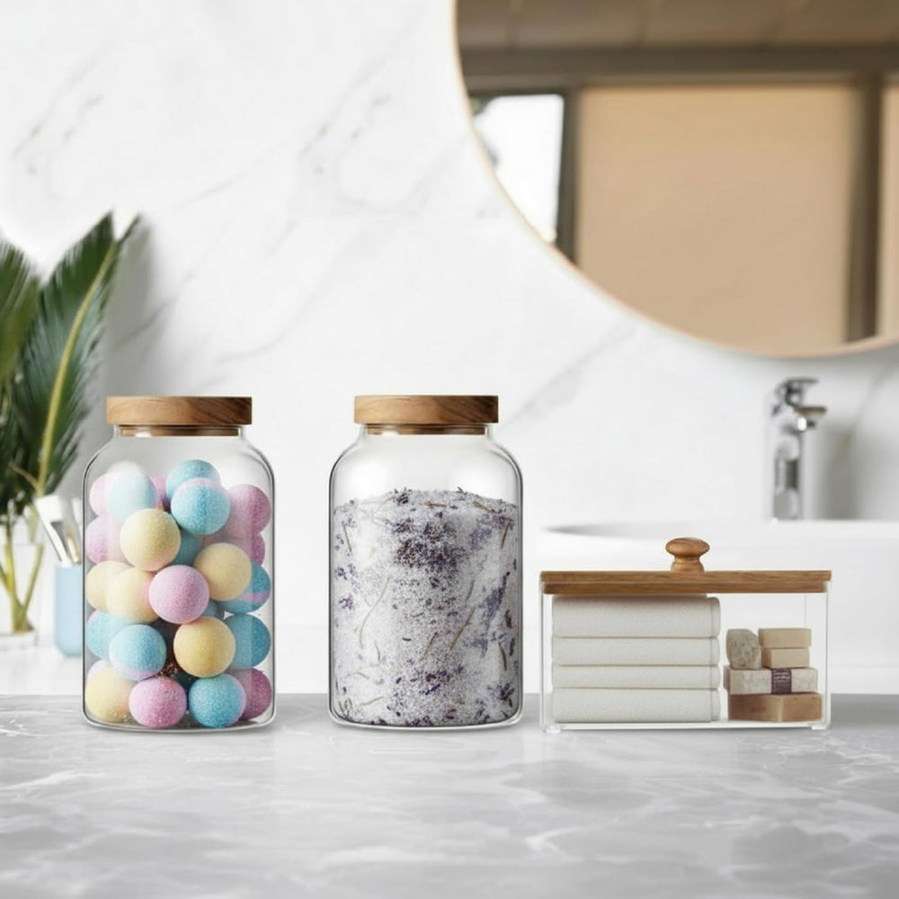 2 Pcs Half Gallon Glass Laundry Storage Containers Jars Set 1 Pcs Acrylic Dry...
