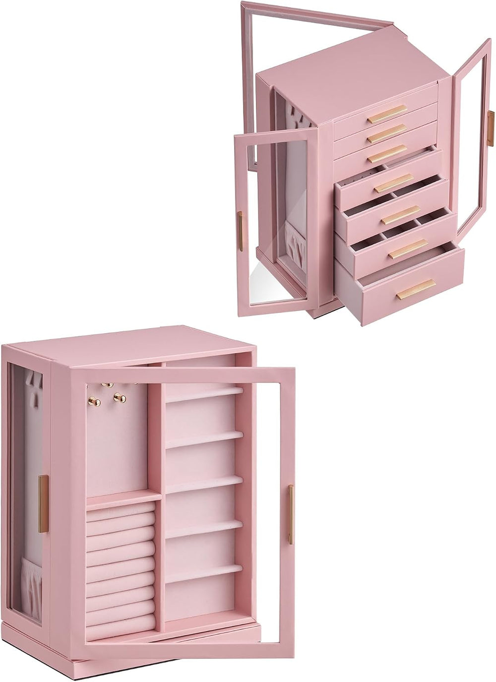 Glimmloop 360° Rotating Jewelry Box with 7 Drawers, Spacious Vertical Jewelry...