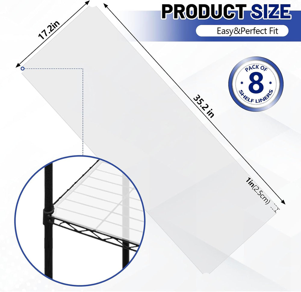 Sliner 8 Pack 18 x 36 Inch Plastic Shelf Liners for Wire Shelving