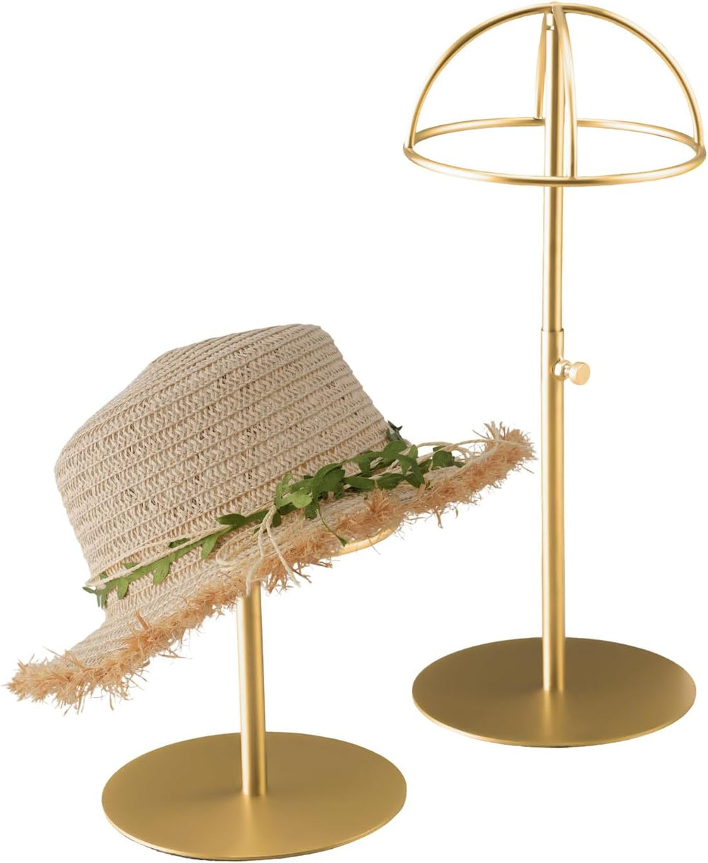 Hat Display Stand 2PCS Stainless Steel Brushed Nickel Titanium Hat Stand Meta...