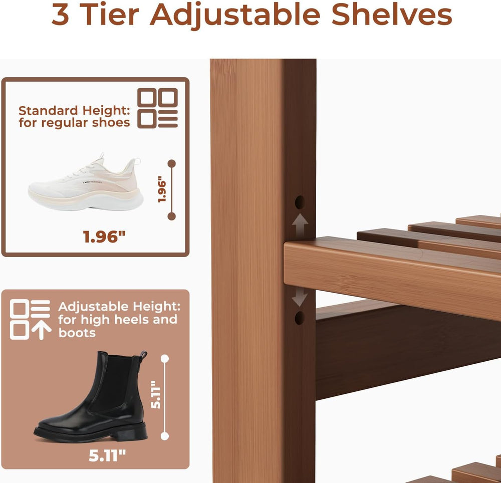 39.4" Shoe Rack Bench with Coat Rack, 3-Tier Entryway Storage Bench