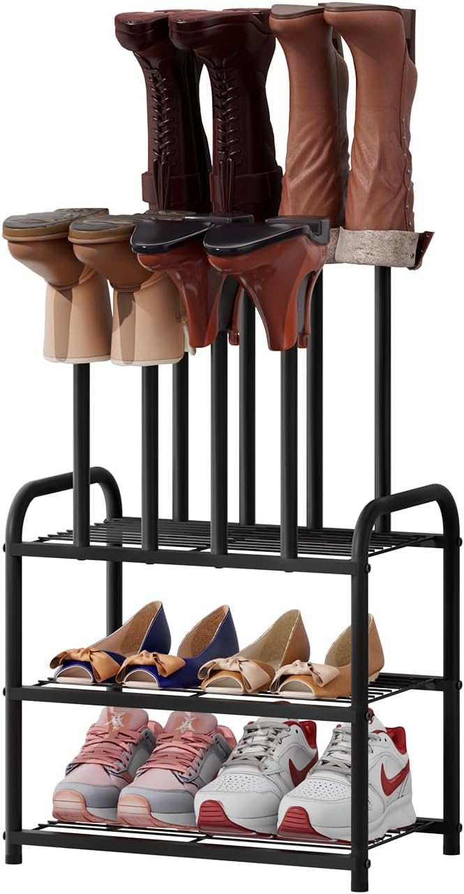 viewcare Black Boot Rack, Small Boot Rack Organizer, Tall Boots with Shoe Rac...