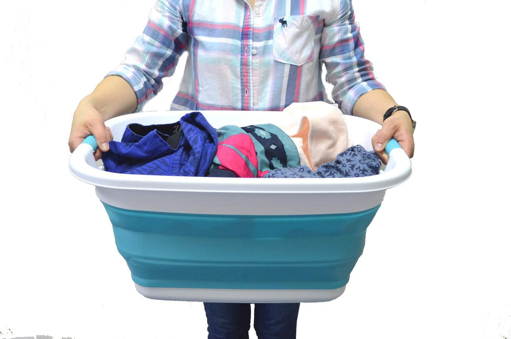 SAMMART 31L (8.1 gallon) Collapsible Plastic Laundry Basket-Foldable Pop Up S...