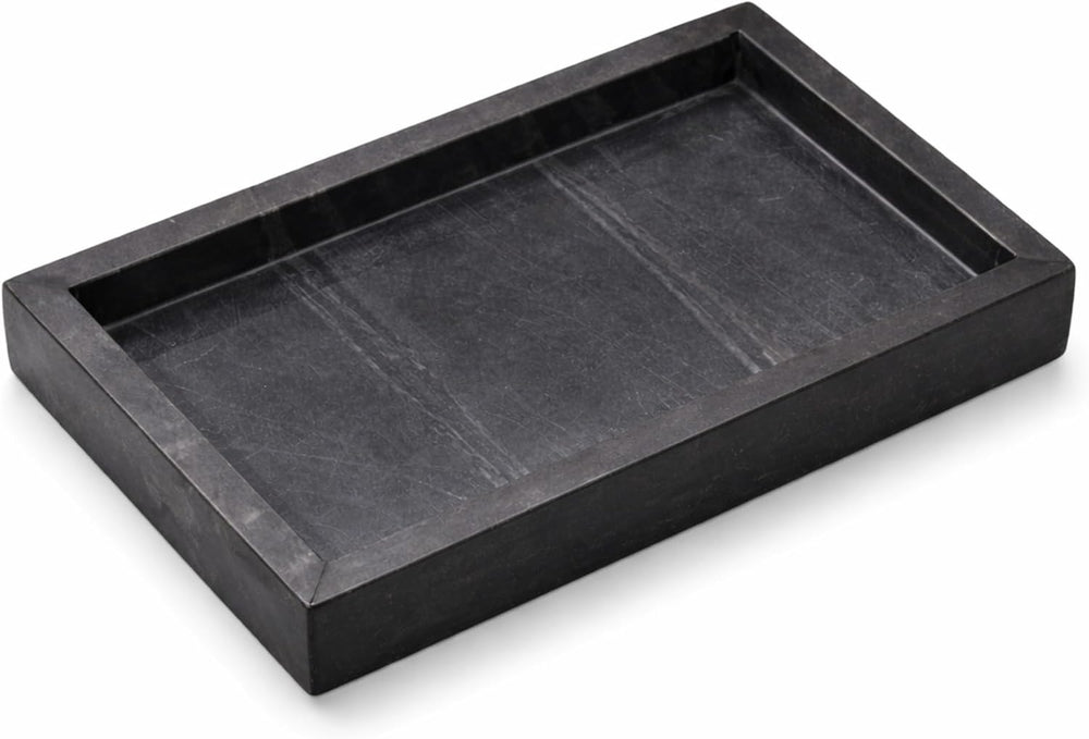 Natural Marble Tray, Black, 10" x 6", Rectangular