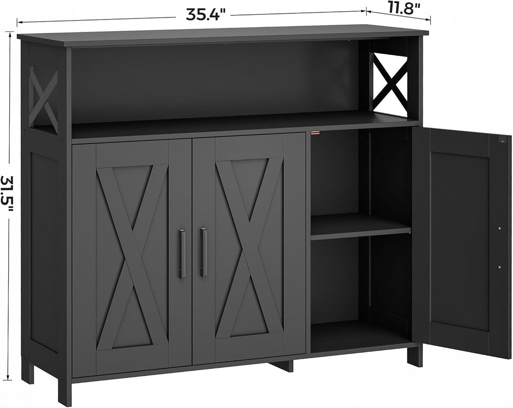 Farmhouse Coffee Bar Cabinet, Kitchen Storage Cabinet, Black