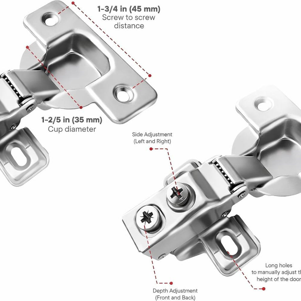 20-Pack 5/8" Overlay Soft Close Face Frame Kitchen Cabinet Hinges