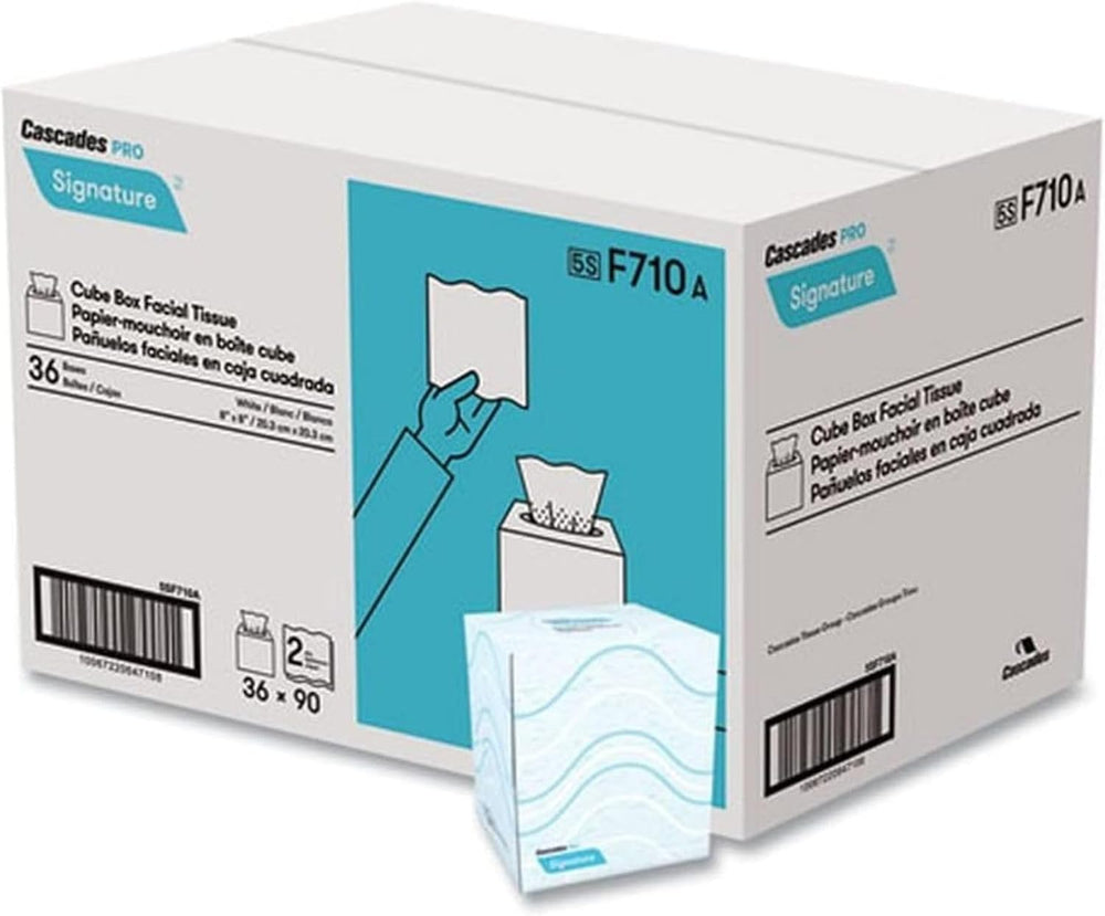 Cascades PRO Signature Facial Tissue – 2-Ply Cube Box – Soft, Strong, and Abs...