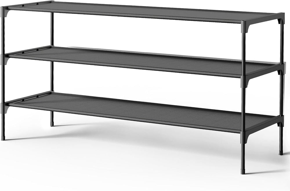 Kitsure Shoe Rack - Non-Woven Shoe Rack Shelf, 36.2" Wide - 3 Tier, Black