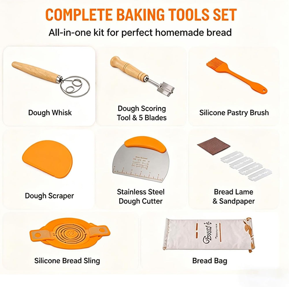 SOURDOUGH Baking Kit, 10" Oval & 9" Round BANNETON Proofing Bas...