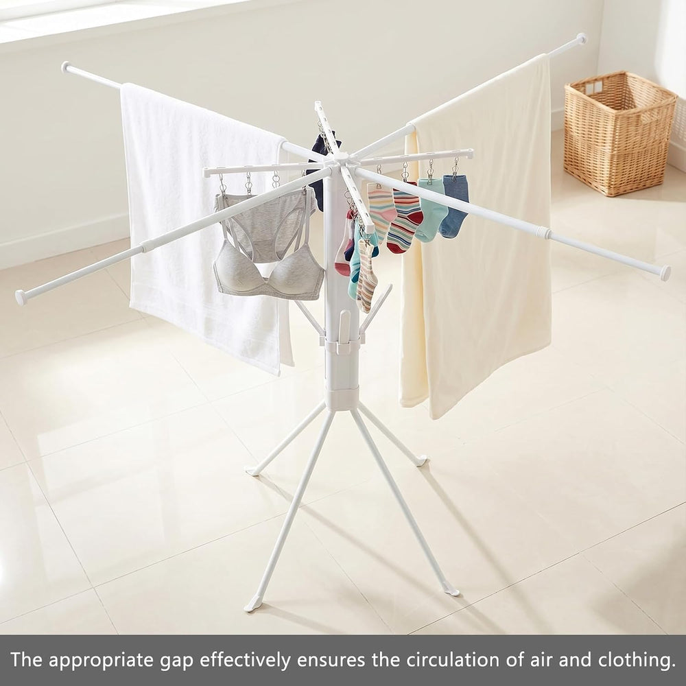 Foldable Four-Legged Clothes Drying Rack Extendable with 16 Clips