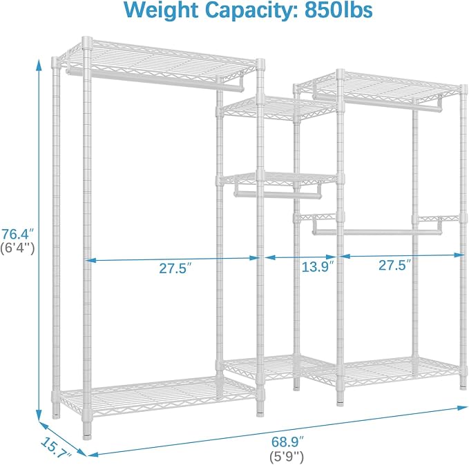 VIPEK Classic V6 Wire Garment Rack 5 Tiers Heavy Duty Clothes Rack