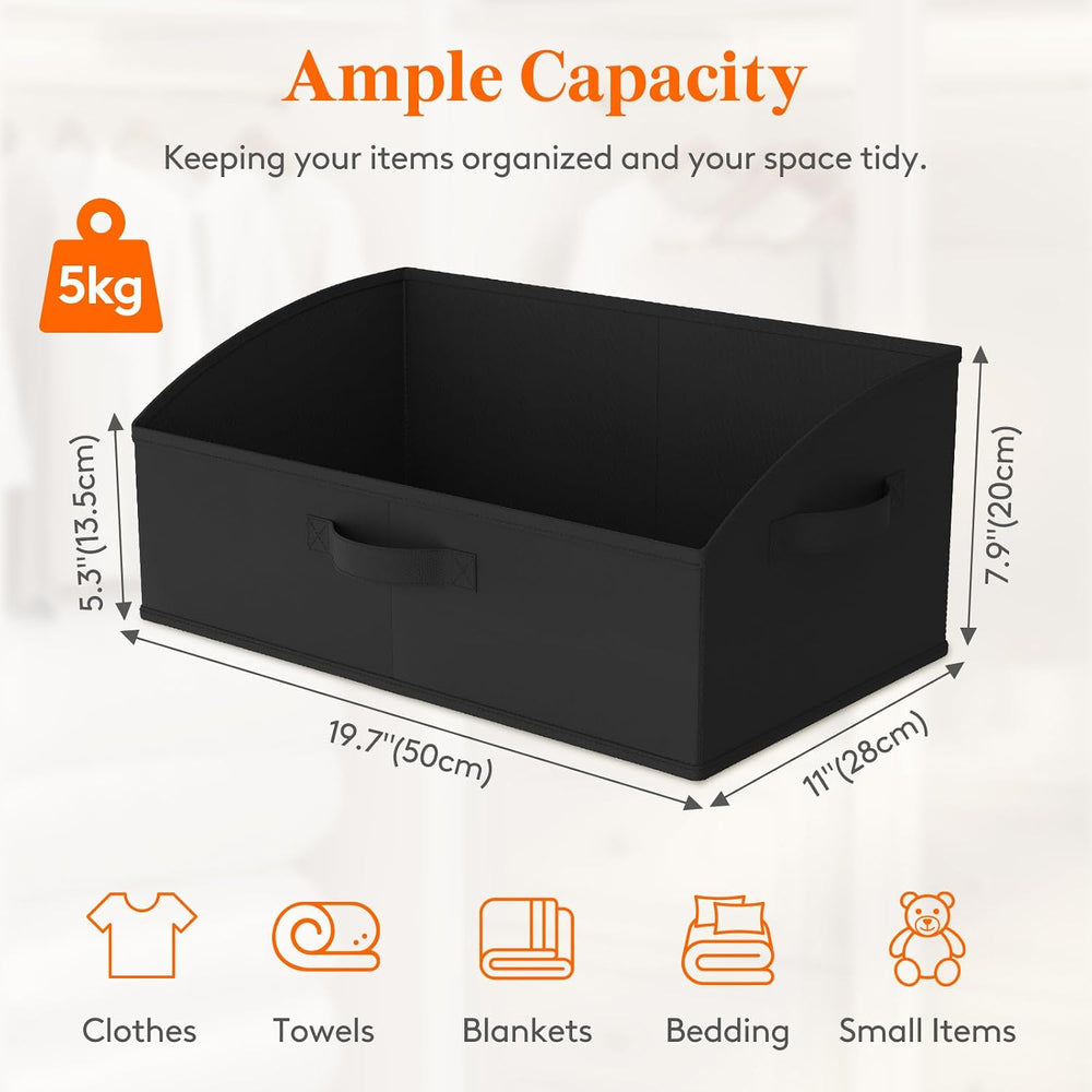 Lifewit Trapezoid Closet Storage Bin for Shelf, 6 Packs 23L, Black