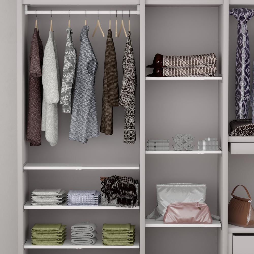 Slideep Adjustable Closet Shelf with Seamless Sticker, Metal Expandable Wardr...