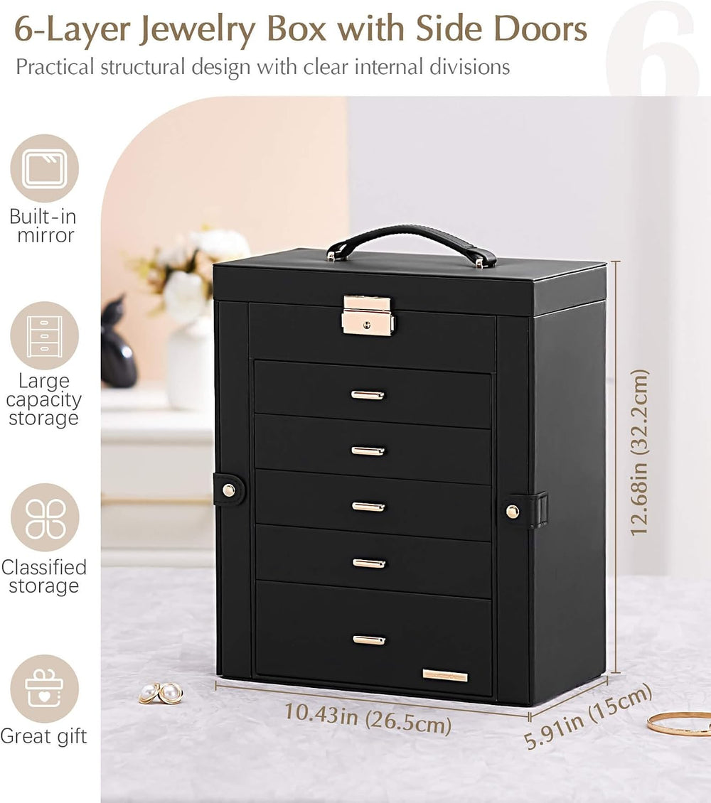 Homde Jewelry Box Large for Women: 6 Layers Organizer with 5 Drawers