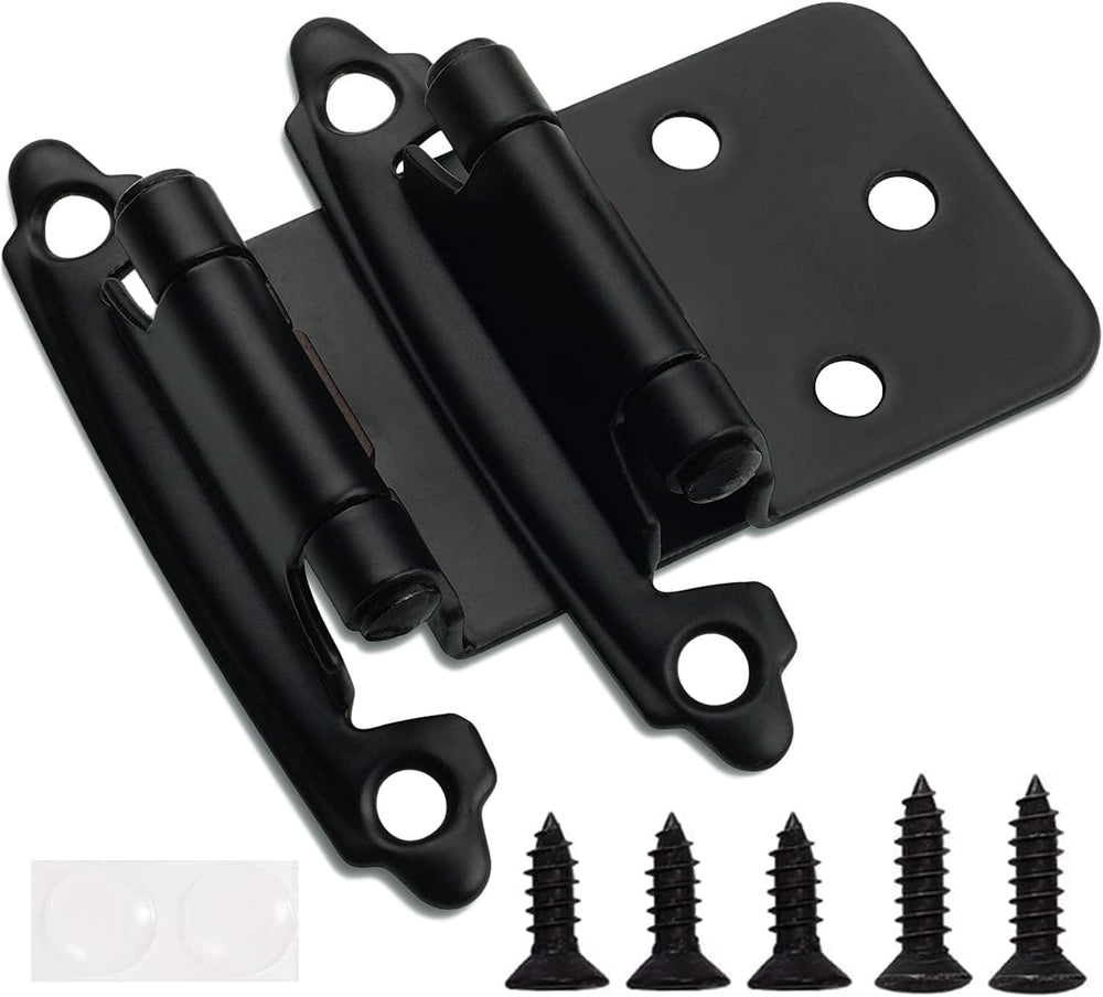 Decobasics 1/2" Overlay Matte Black Cabinet Hinges 50 Pack (25 Pair) Sel...