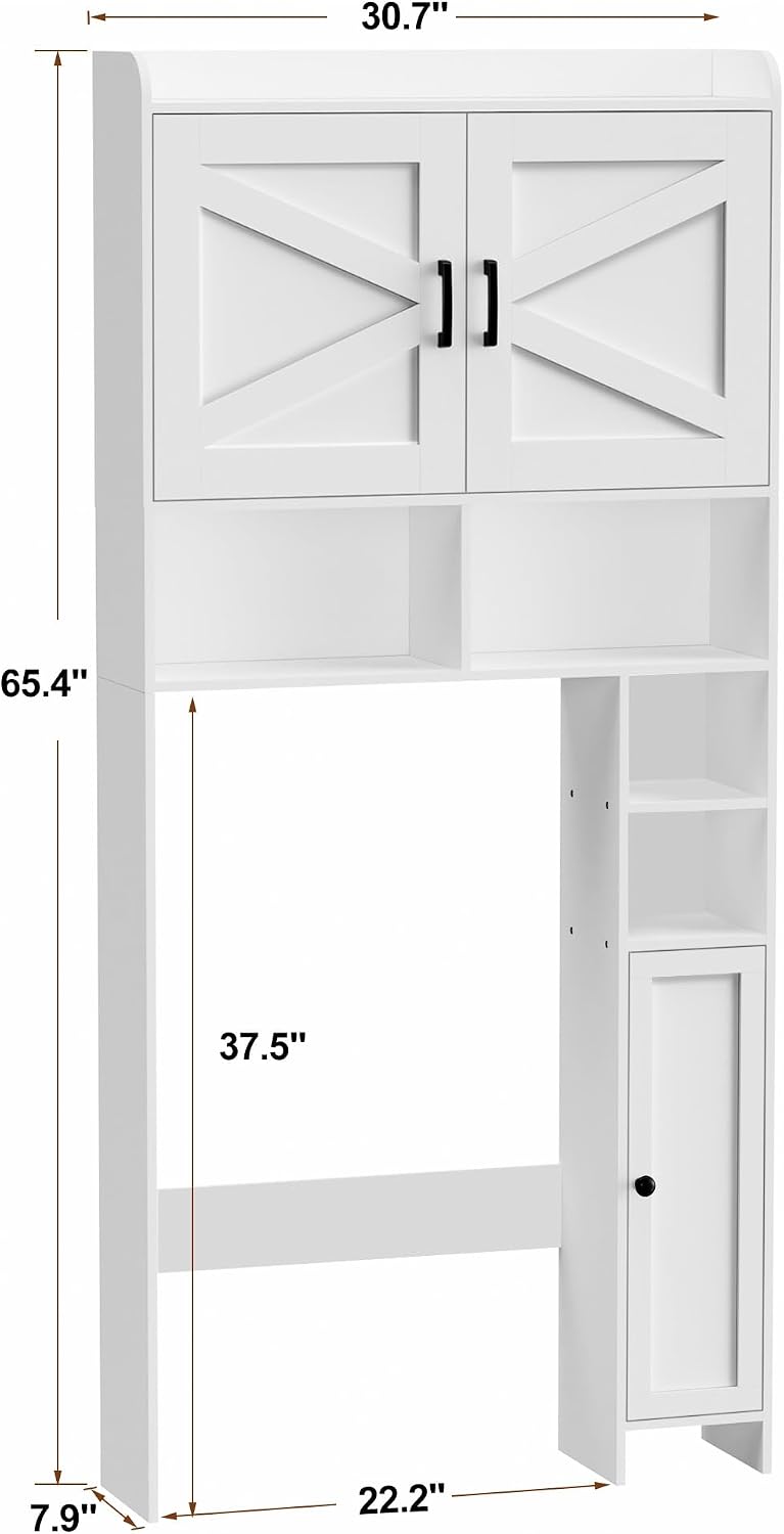 Homhedy Wooden Over The Toilet Storage Cabinet with Barn Door
