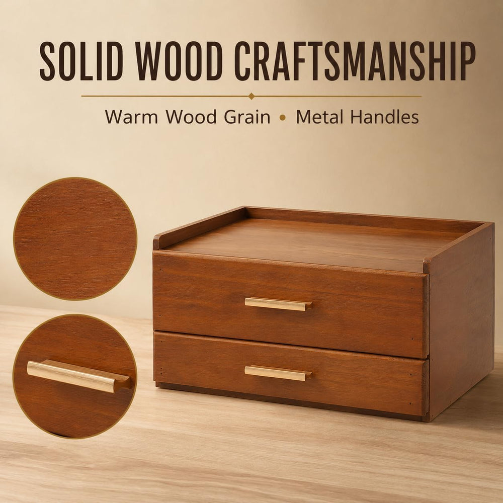 Wooden Desk Organizer With 2 Drawers, Desktop Drawers Storage Cabinet