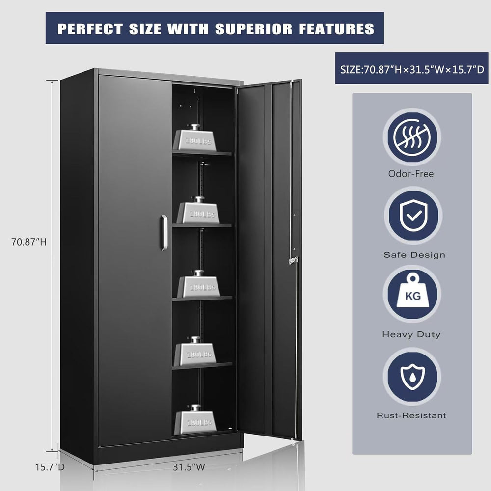 Guizeeopo Metal Storage Cabinet with Adjustable Shelves, Garage Storage Cabin...