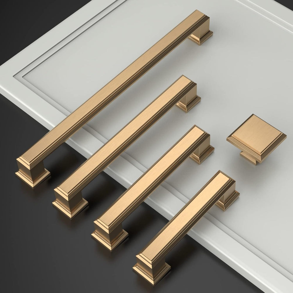 Amerdeco 10 Pack Champagne Bronze Cabinet Pulls 3-3/4 Inch(96mm) Hole Center ...
