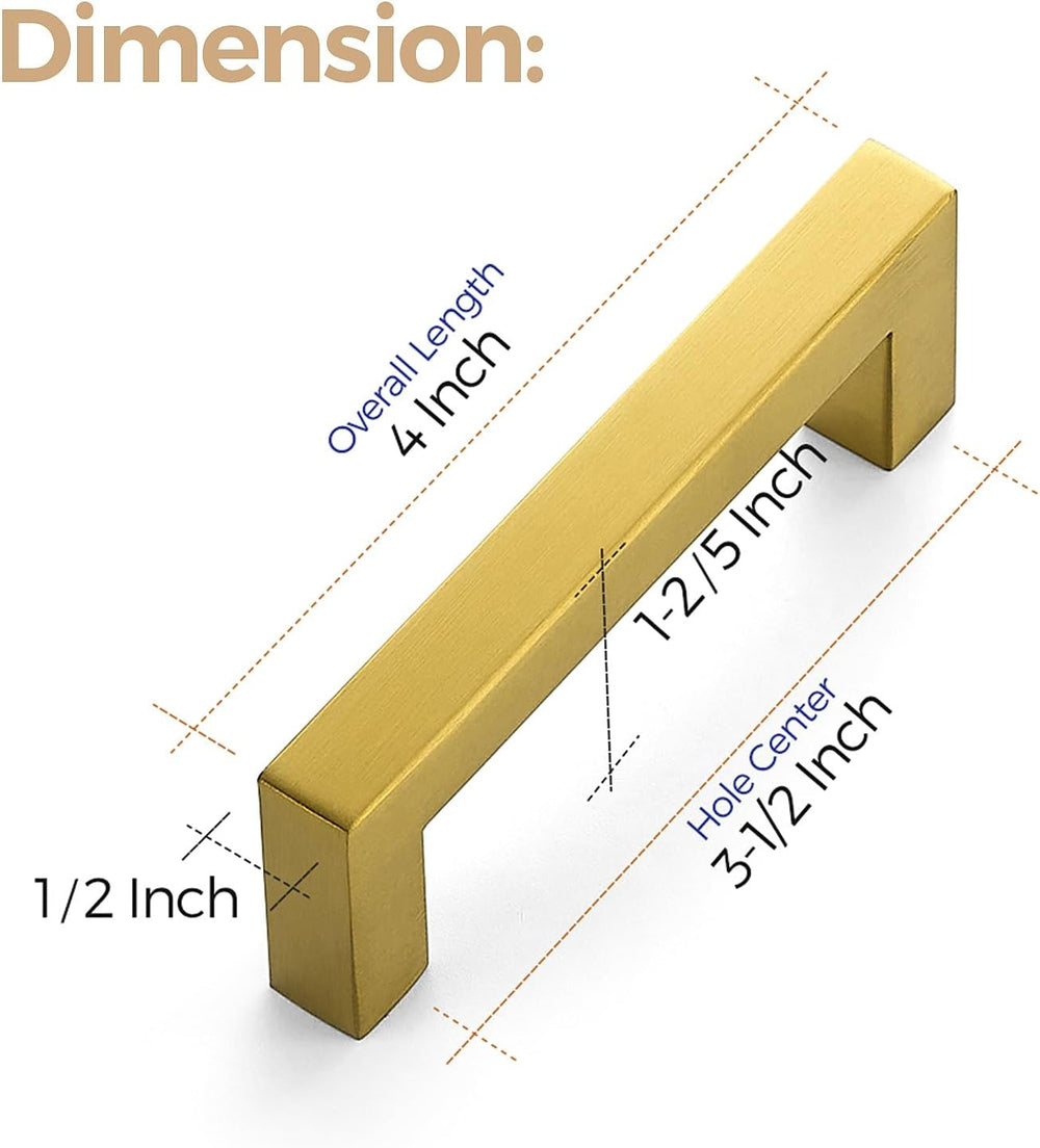 Ravinte Brushed Brass Square Cabinet Handles & Pulls,3-1/2 Inch,12 Pack