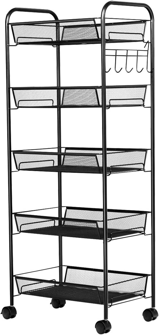 GIANTEX Storage Rack Trolley Cart Home Kitchen Organizer Utility Baskets with...