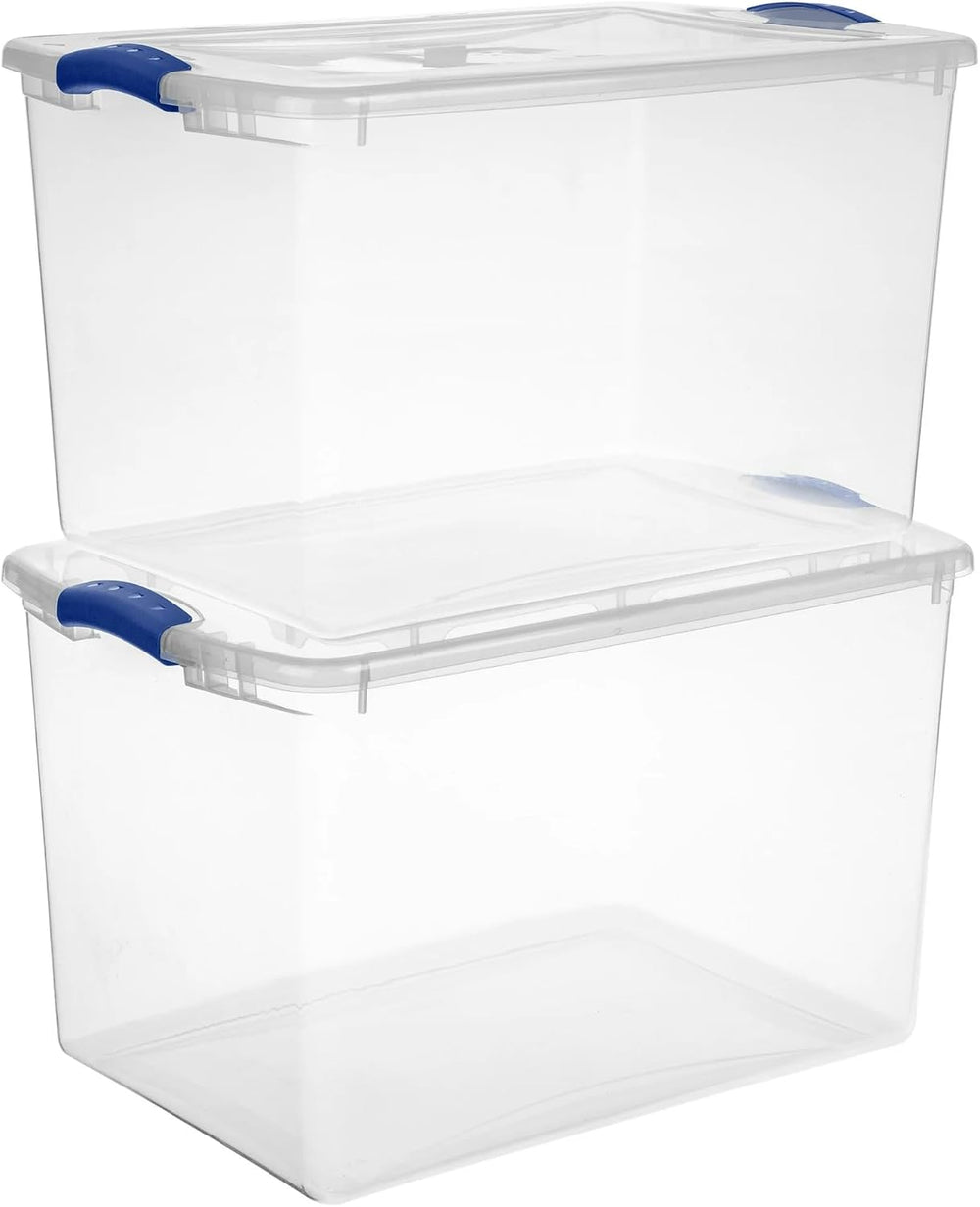 Large Storage Bin with Latch Lid (4 Pack) – 66 Quart Clear Plastic Storage Co...