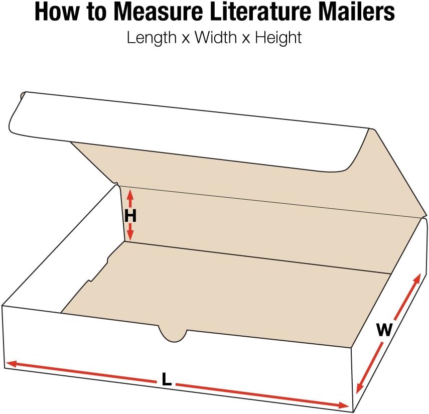 BOX USA White Literature Mailing Boxes, 14 1/8 x 8 3/4 x 2 Inches, Pack of 50...