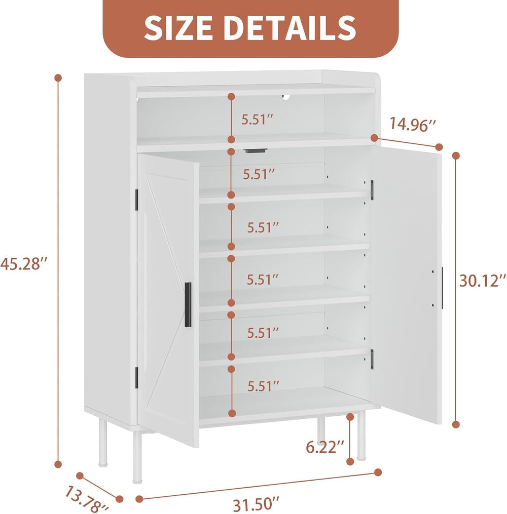 Garvee Shoe Storage Cabinet, 6-Tier Tall Shoe Cabinet for Entryway with Doors...