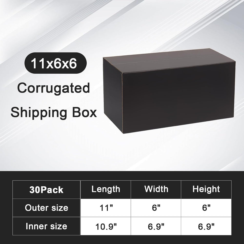 30 Pack 11x6x6 Black Shipping Boxes Medium, Mailer Cardboard Boxes for Shippi...