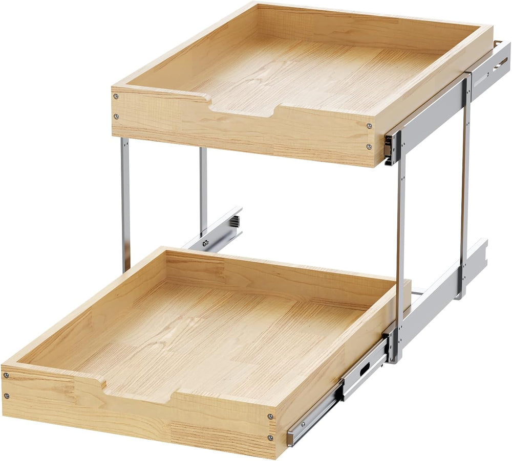 Sikarou Wood Pull Out Cabinet Organizer 2 Tie 11" W x 21" D for 12&...