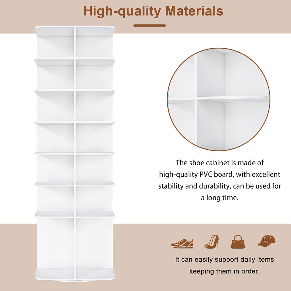 Runboll 7-Tier Rotating Shoe Rack Tower Spinning Shoe Display Lazy Susan Towe...