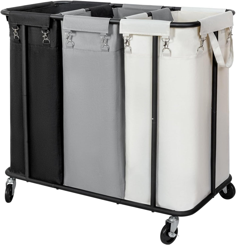 WOWLIVE Laundry Hamper 3 Section, 260L Rolling Laundry Basket with Wheels