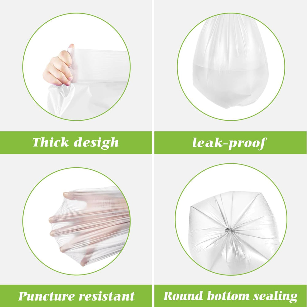 Teivio Small Clear Trash Bags 4 Gallon 2000 Count Kitchen Bulk Garbage Bags