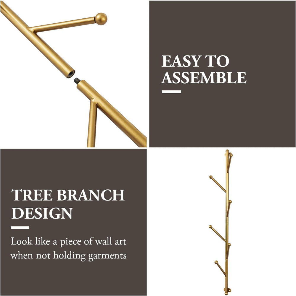 MyGift 2.5 Ft Gold Metal Tree Branch Wall Mounted Hat & Coat Rack