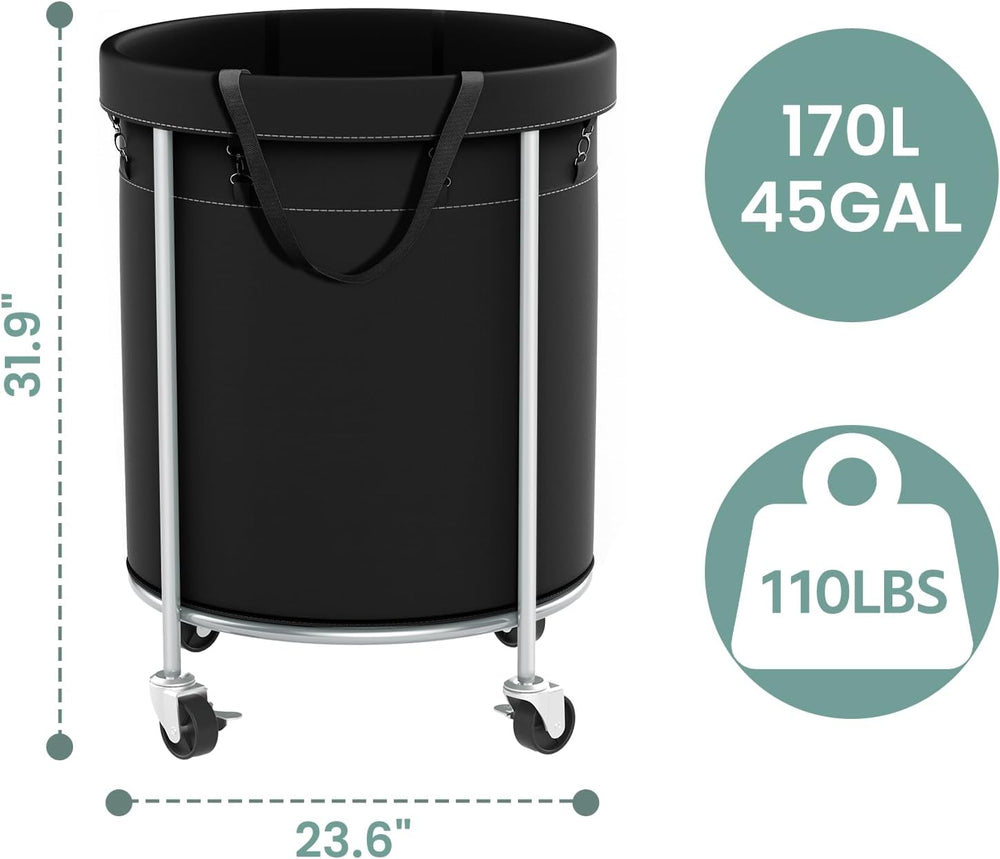 Aduanbang 170L Laundry Basket with Wheels, Rolling Hamper with Removable Bag ...