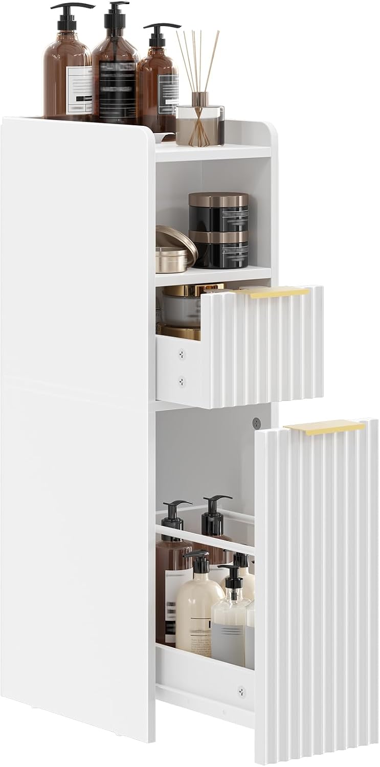 CHOEZON Slim Bathroom Storage Cabinet, Bathroom Organizer with 2 Drawers