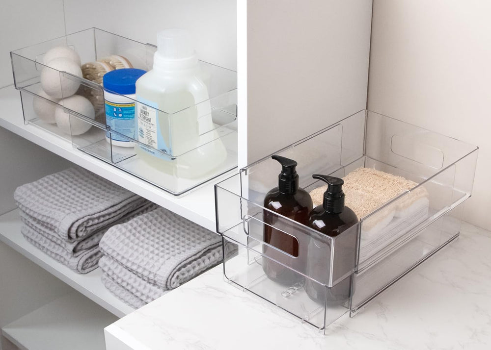 Isaac Jacobs 2-Pack Clear Expandable Storage Bins - Large