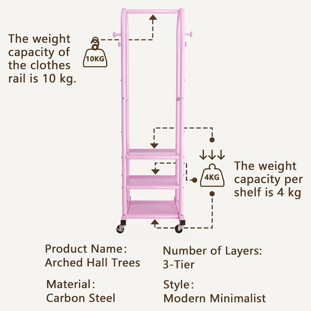 Dttwacoyh Clothing Rack with Wheels,Narrow Metal Garment Rack,Pink