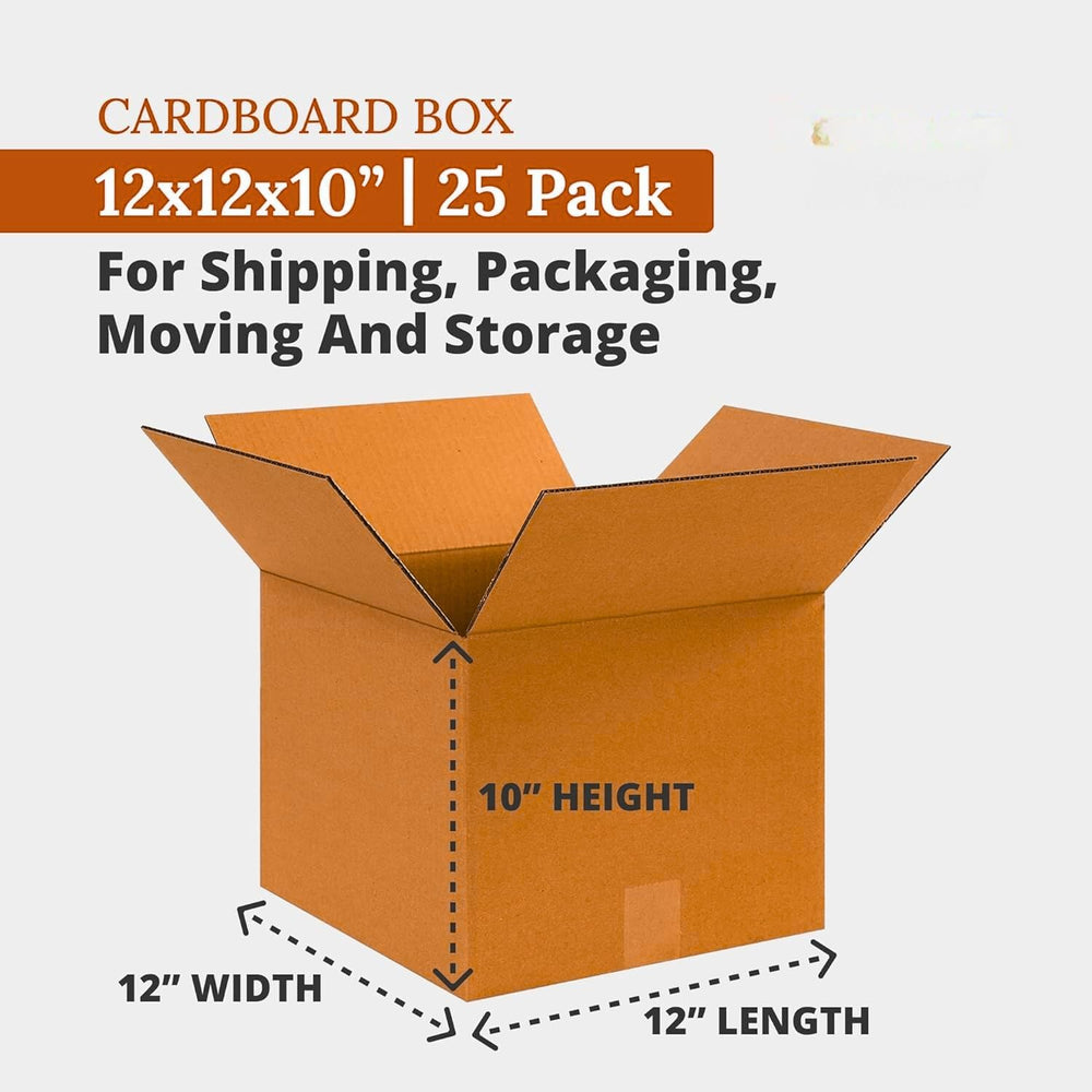Shipping Boxes 12"L x 12"W x 10"H, 25-Pack | Kraft Corrugated ...