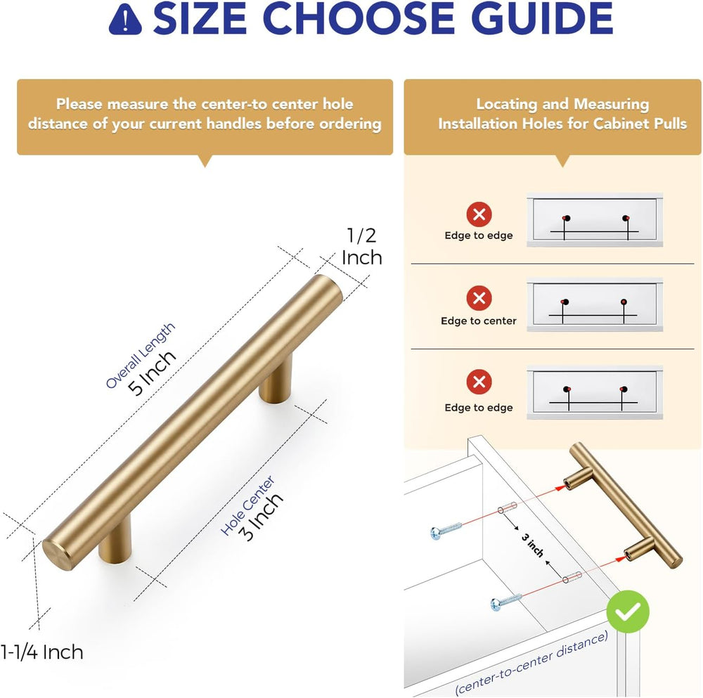 Ravinte Champagne Bronze Cabinet Handles 3 Inch Hole Center 30 Pack