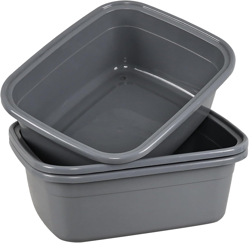 18 Quart Dish Pan, Gray Plastic Tubs, Set of 3