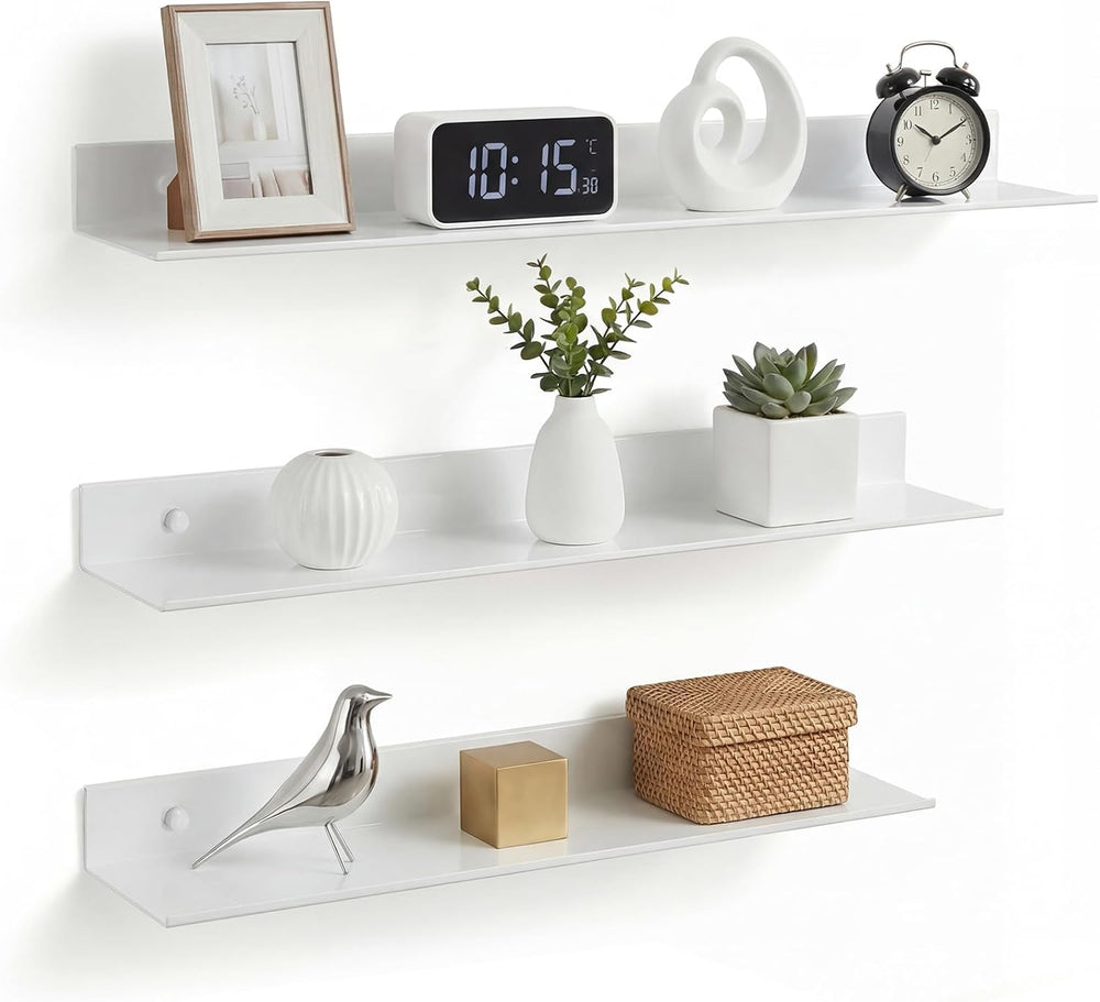 Z metnal White Floating Shelves, Wall Shelf, Metal Square Shelf for Display C...