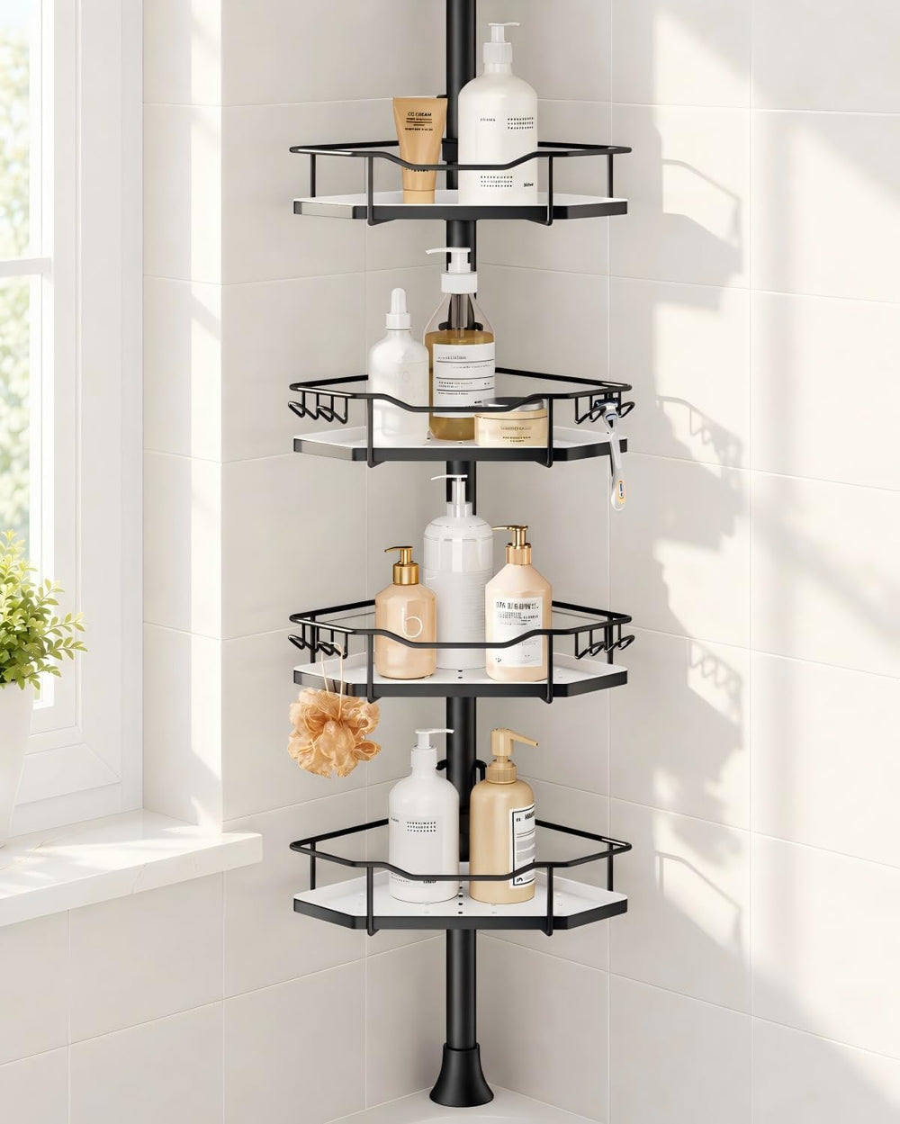 Rustproof Corner Shower Caddy Tension Pole for Shampoo Holder