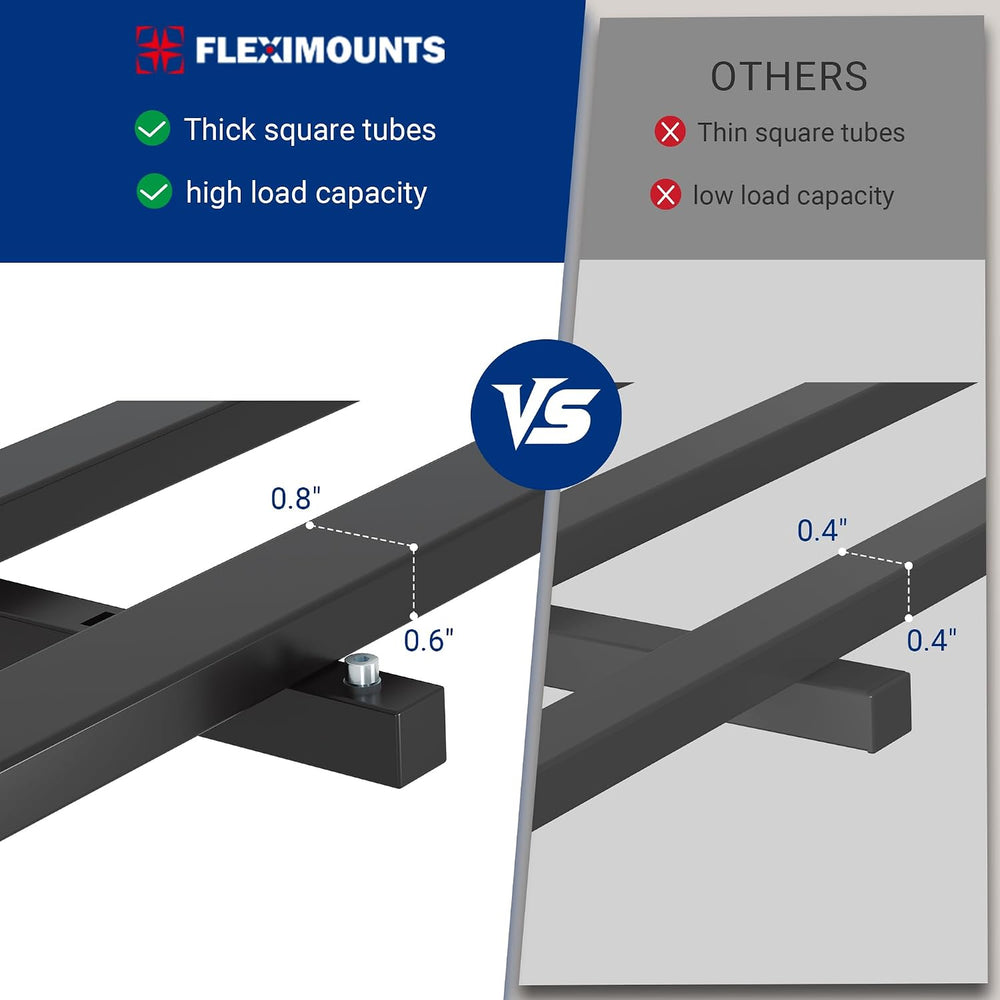 FLEXIMOUNTS 2-Pack 2x6ft Garage Wall Shelving with 8 Hooks, 1200lbs, Black