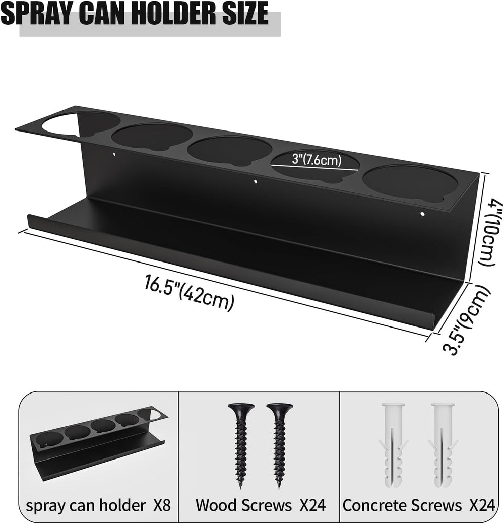 Riciakik 8 Pack Spray Bottle Holder Wall-Mounted, Aerosol Spray Can Holder St...