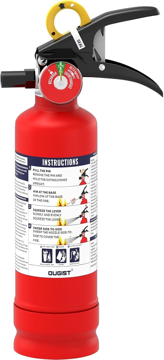 Ougist ABC Fire Extinguisher for Home & Vehicle - 2.5 lb 1-A:10-B:C Rated...