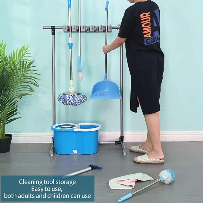 Broom Mop Holder Floor-Mounted mop Rack Cleaning Tool storage