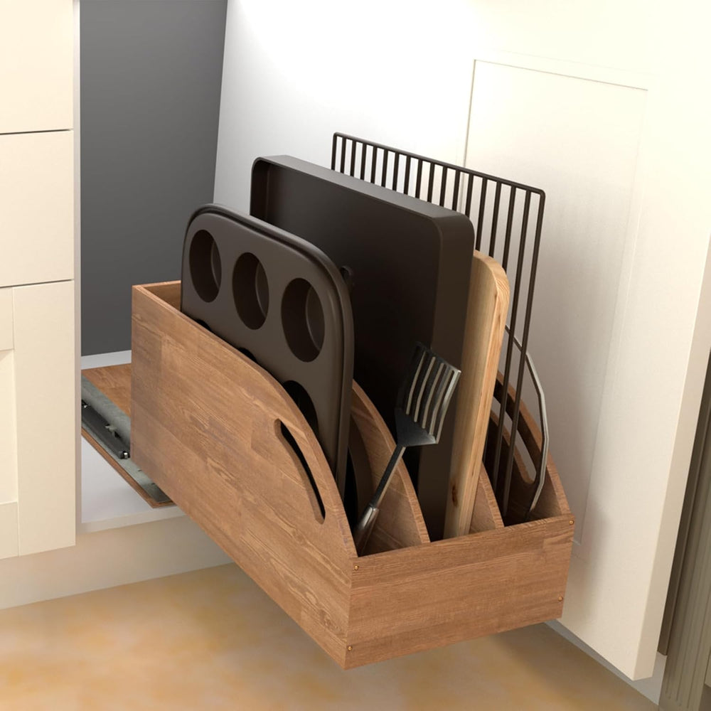 DINDON Pull Out Cabinet Organizer for Pans, Pot lid, Cookie Sheet, Cutting Bo...