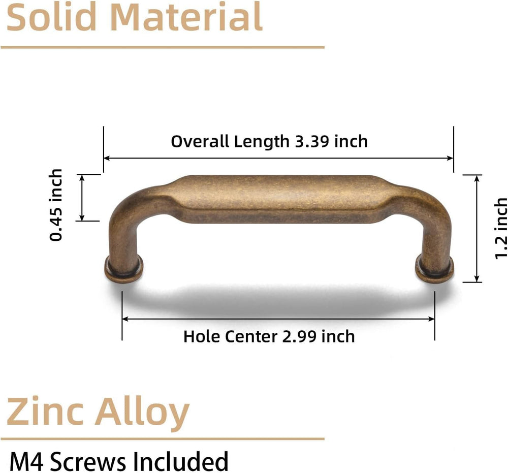 Goo-Ki 6 Pack Antique Brass Cabinet Pulls Zinc Alloy Drawer Pulls, 3 Inch Hol...